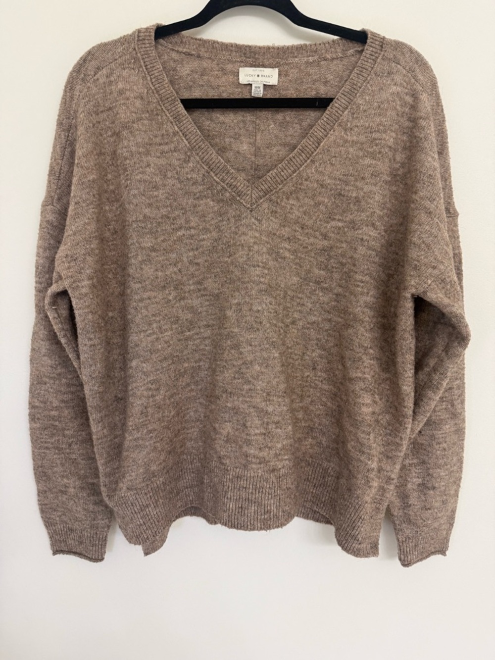 Lucky Brand Taupe V-Neck Sweater Women Size Medium